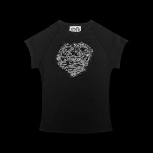 LUST RHINESTONE BABY TEE BLACK