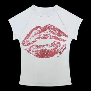 SMOOCH RHINESTONE BABY TEE WHITE